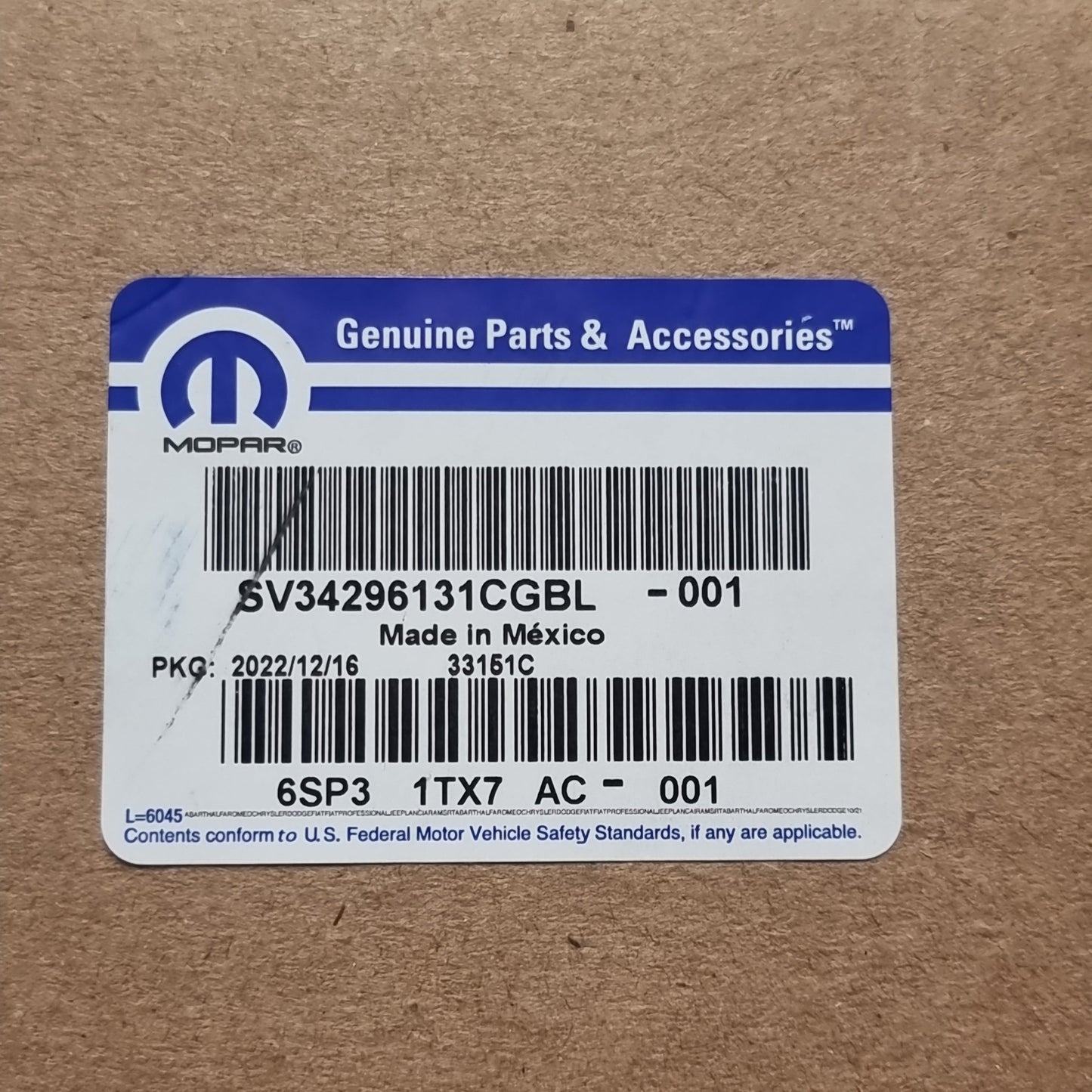 Genuine Second Row Seat Belt - Jeep Wrangler 2020-2023 | K6SP31TX7AC