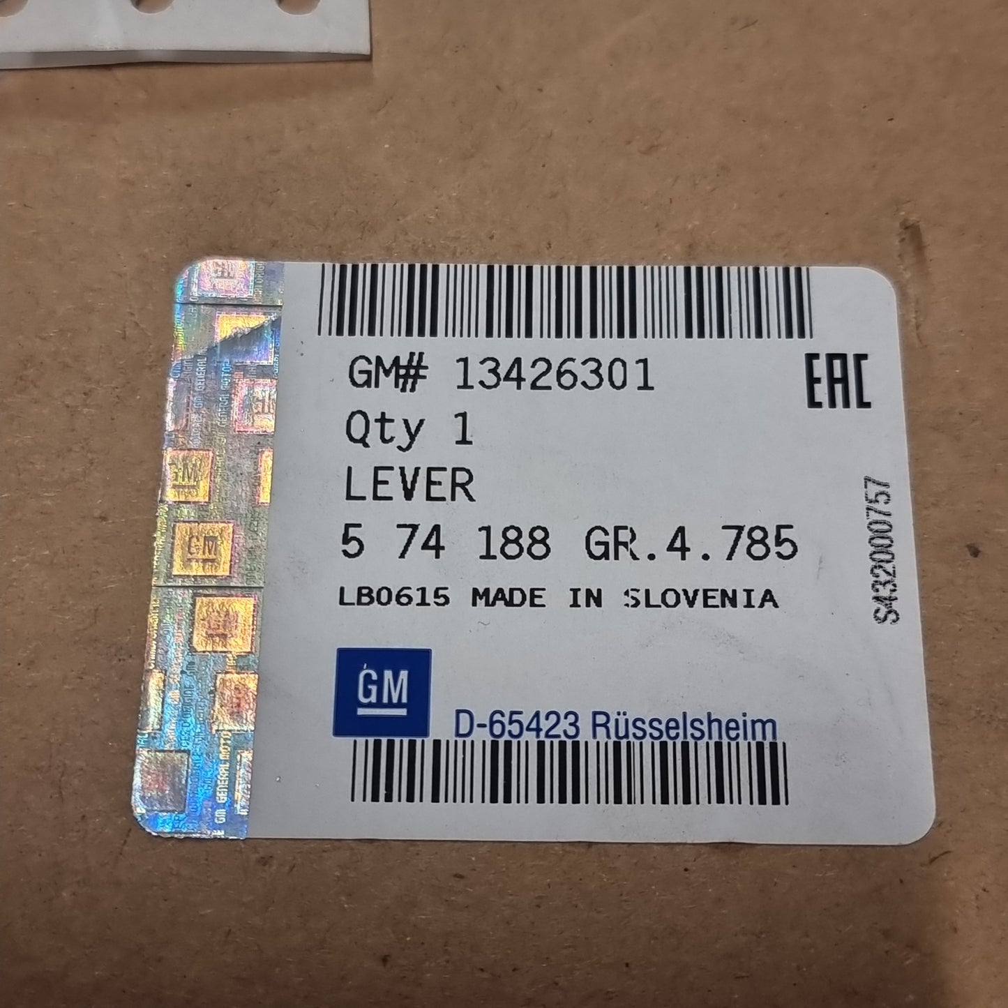 Genuine Handbrake Lever - Vauxhall Corsa D | 13426301