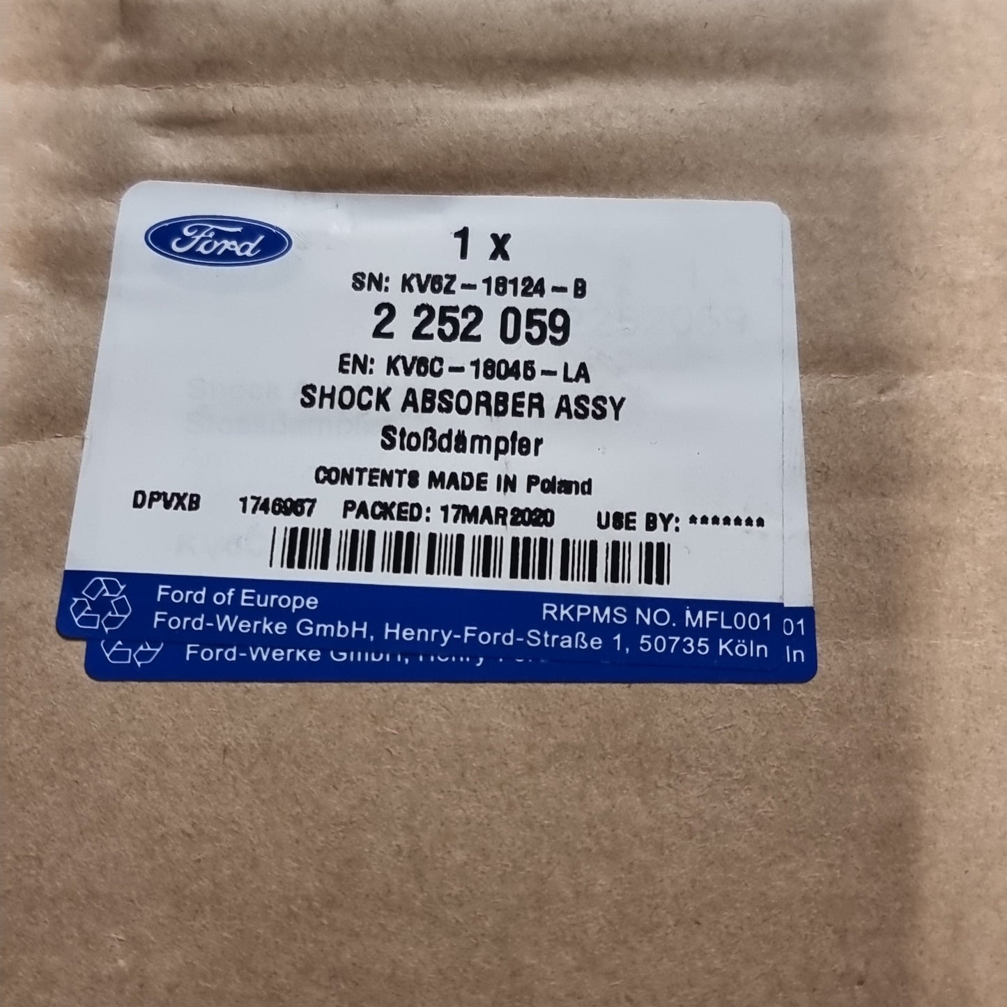 Genuine Front Right Shock Absorber - Ford Transit / Tounero 2018- | 2252059