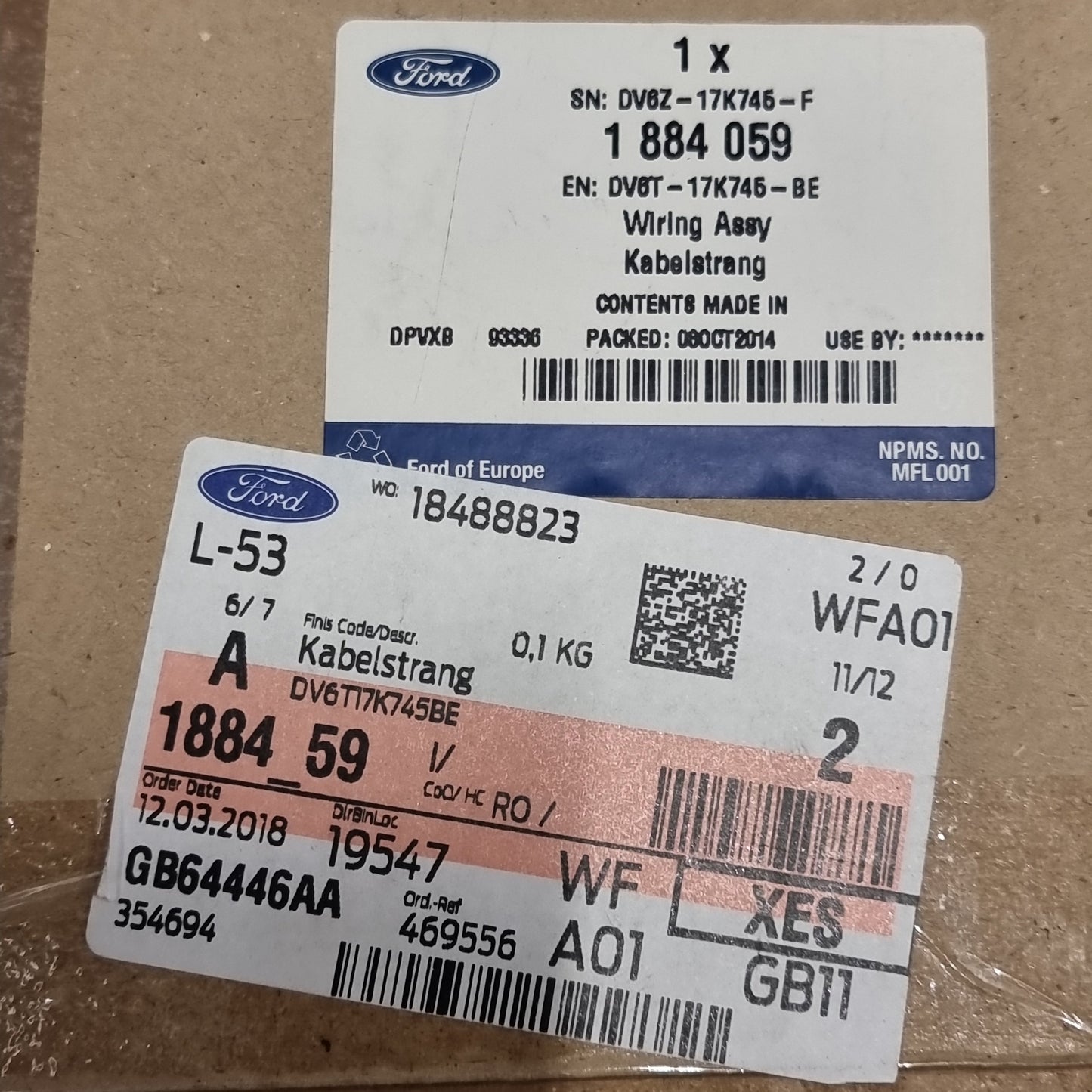 Genuine Rear View Mirror Wiring - Ford Transit 2014-2015 | 1884059