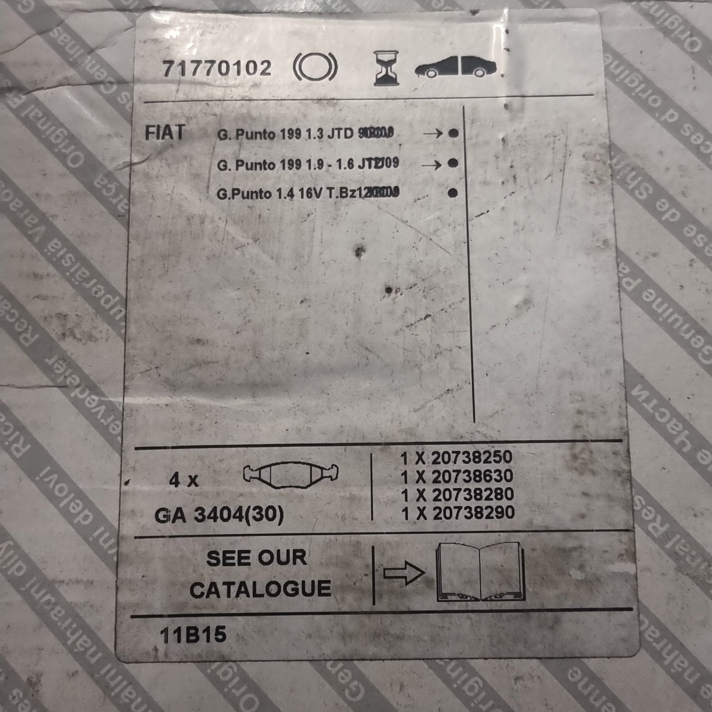 Genuine Front Brake Pad Set - Fiat Punto 2008-2009 | 71770102