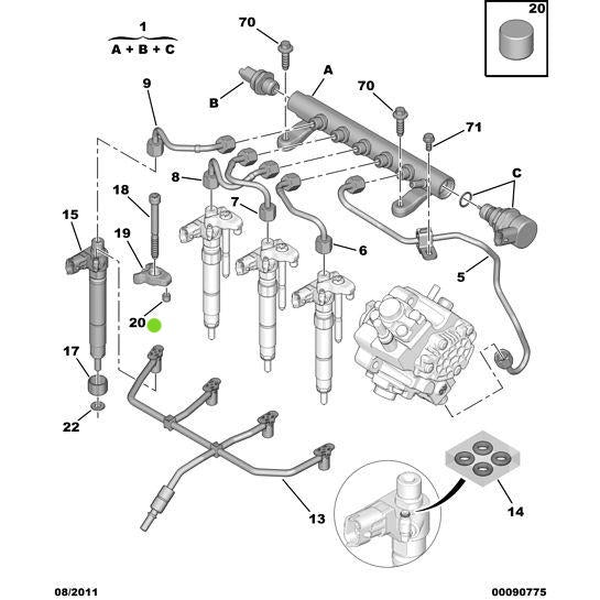Genuine Peugeot Fork Support Stud - Citroen C-Crosser 2007-2012 Diesel | 1982E3 | 1982E3