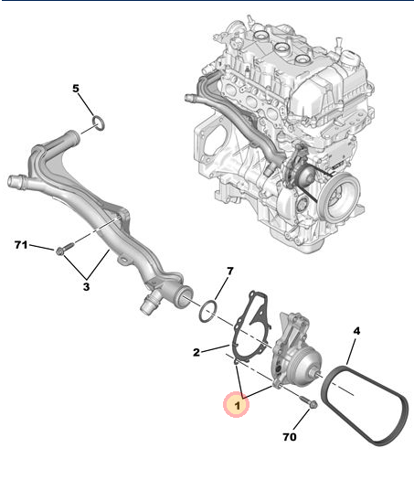 Genuine Peugeot 2008 (2008-2016) Water Pump | 9803442480