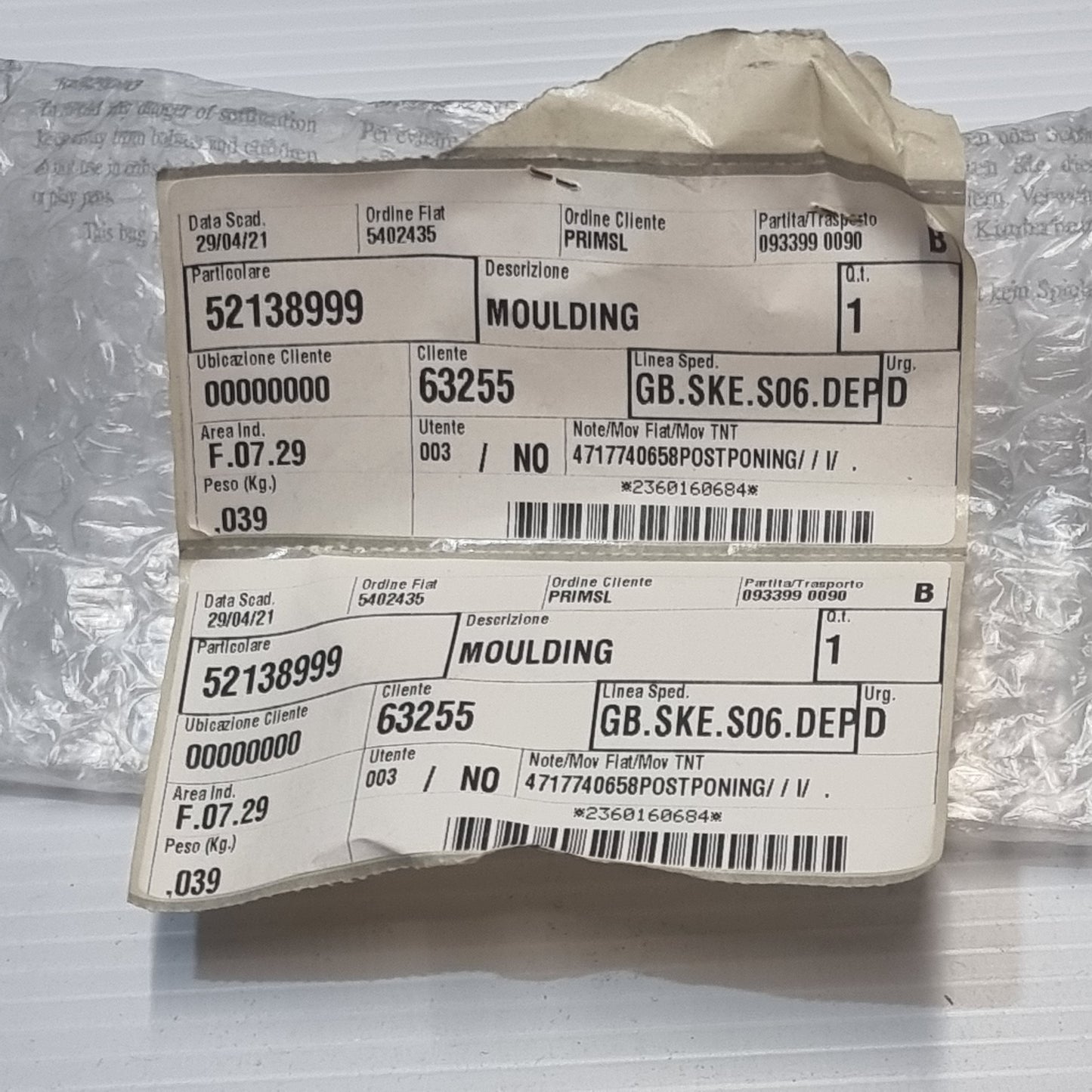 Genuine Rear Right Quarter Moulding - Fiat EV 500 2020- | 52138999
