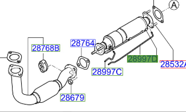 Catalytic Converter Rear Pipe - Kia Sportage 2005 - 2010 | KM2899827280