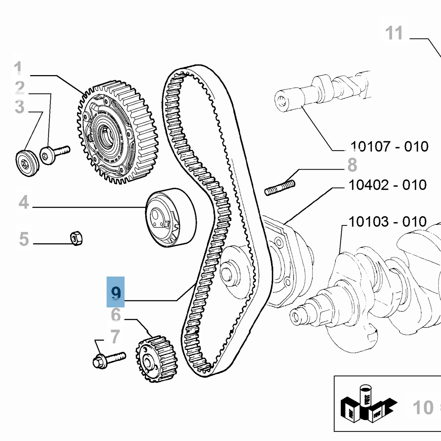 Genuine Timing Belt - Fiat 500 2007-2016 | 46352316