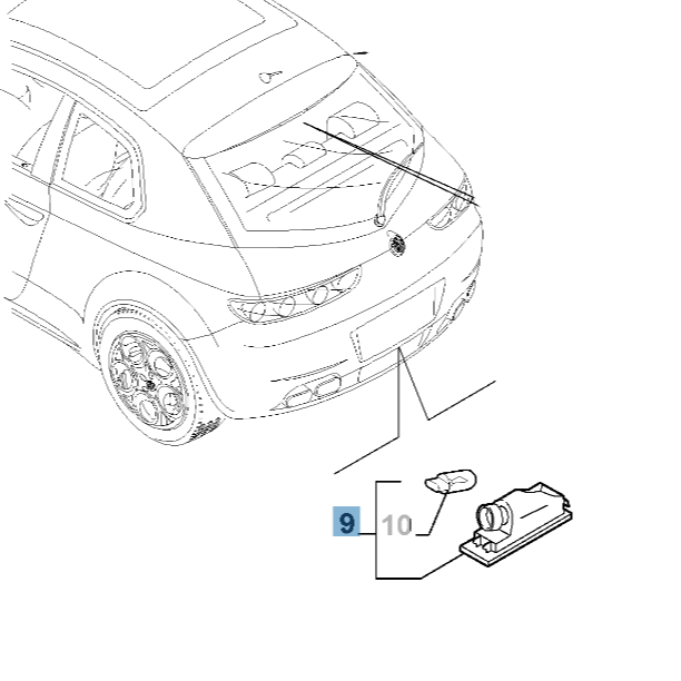 Genuine Fiat Number Plate Lamp - Alfa Romeo Brera & Spider | 46786572 | 46786572