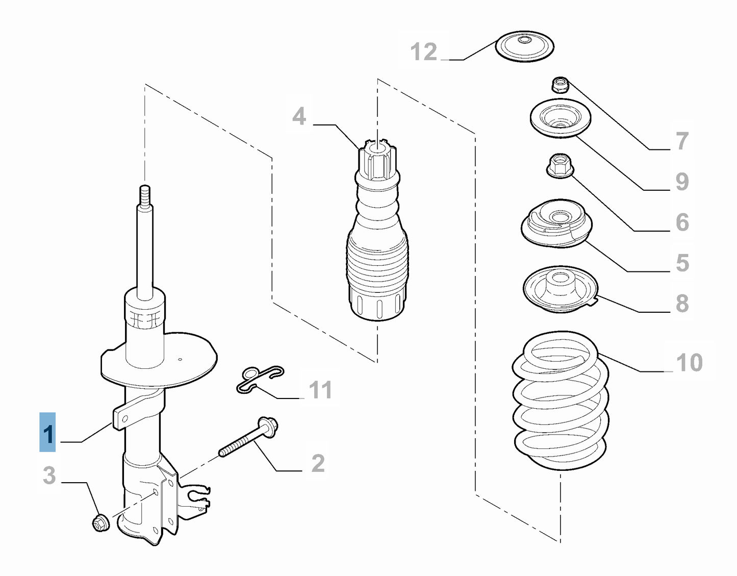 Genuine Front Left Shock Absorber Strut - Fiat 500 2007- | 51871427