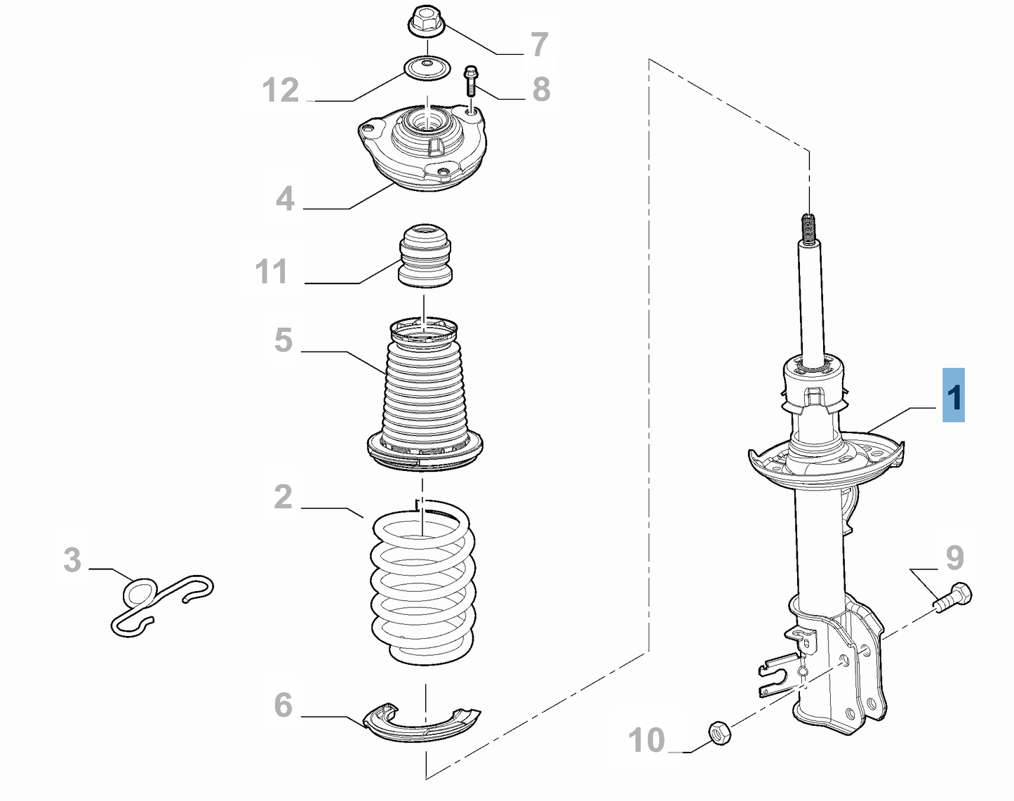 Genuine Front Left Shock Absorber - Fiat 500X 2015-2018 | 52036014