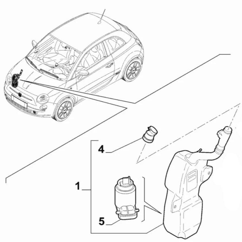 Washer Bottle - Fiat 500 2015 Onward | 52109341