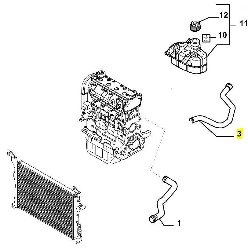 Expansion Tank Hose - Alfa Romeo Mito / Fiat Grande Punto 1.4 | 55703092