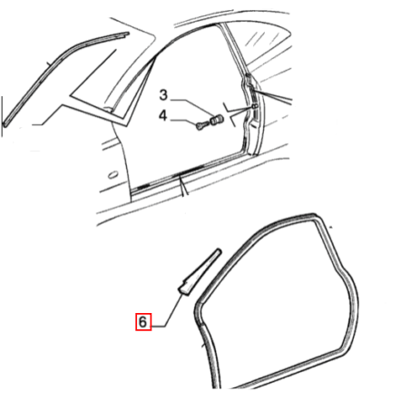 Genuine Fiat Left Hand Door Seal Piece - Alfa Romeo Gtv / Spider 916 | 60624862 | 60624862