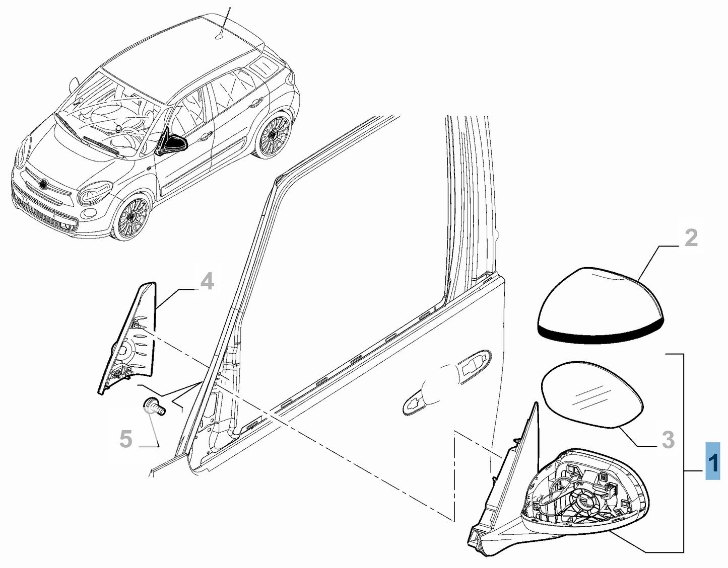 Genuine Fiat Rear View Mirro | 735558575