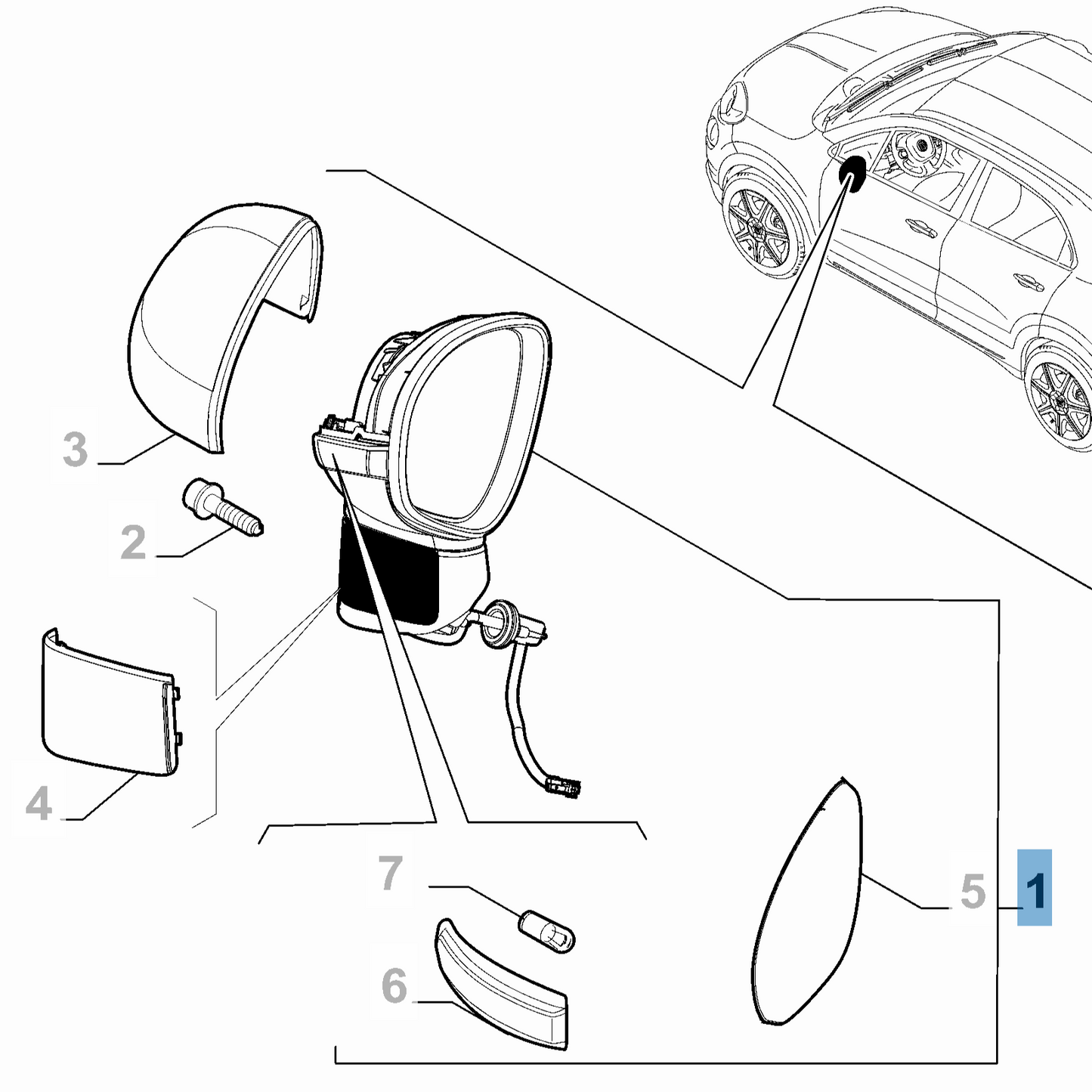 External Left Wing Mirror - Fiat 500X | 735603615