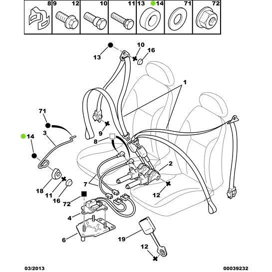 Genuine Peugeot Citroen Saxo 1996-2004 Safety Belt Cap | 897116