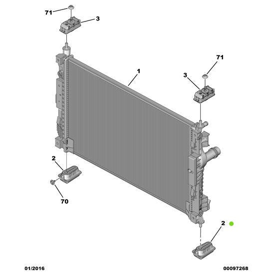 Genuine Peugeot Radiator Fixing Bracket - Citroen Dispatch 2016-2020 Diesel | 9673630480 | 9673630480