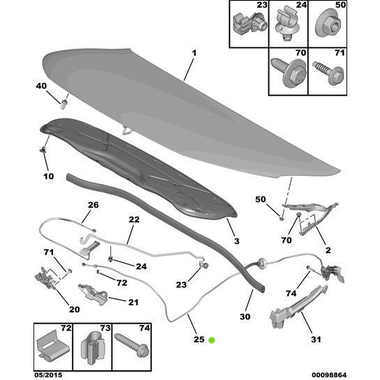 Manual Bonnet Control - Citroen C4 Catcus 2014-2018 Petrol | 9801115080