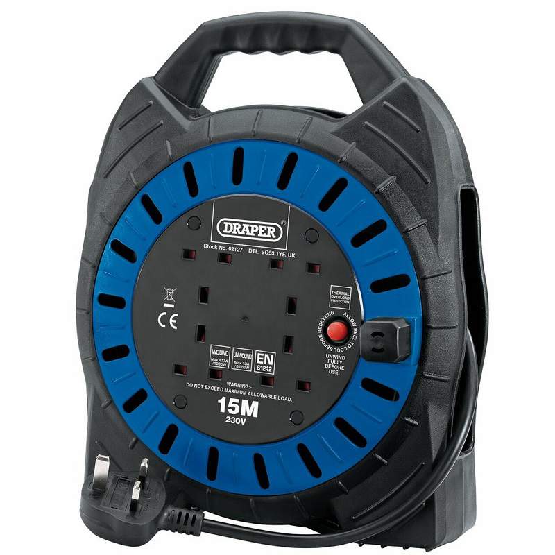 Draper 230V Four Socket Cable Reel, 15m | 02127