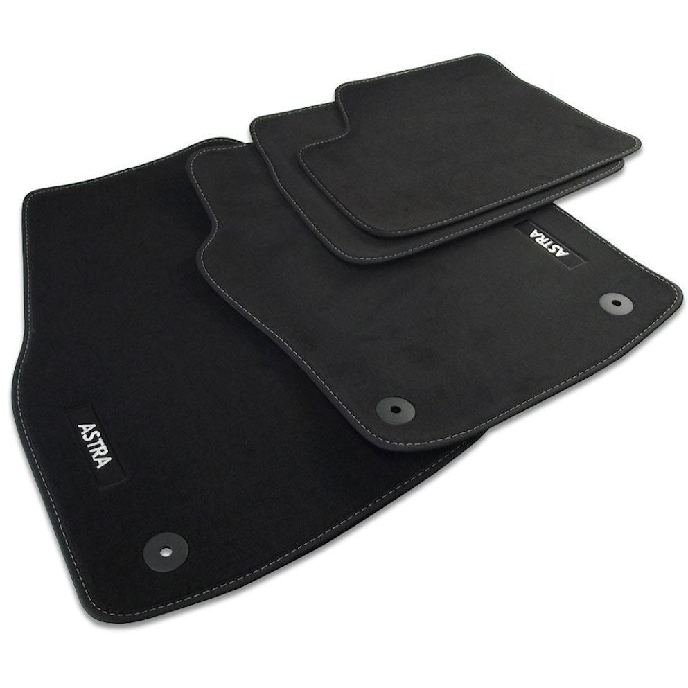 Velour Car Mats - Astra H 2004-2010 - Black with Stitched Edges | UKCVA011
