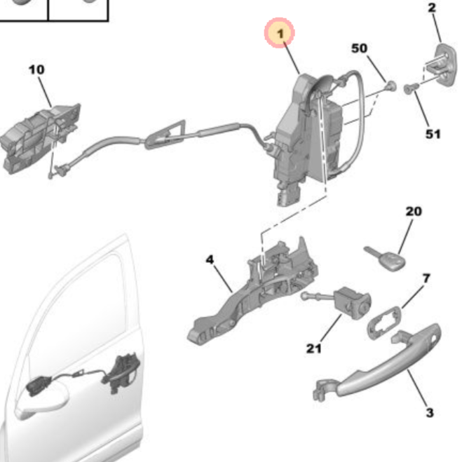 Genuine Peugeot Left Hand Front Door Lock Mechanism - Citroen C3 Picasso | 9135Gs | 9135GS