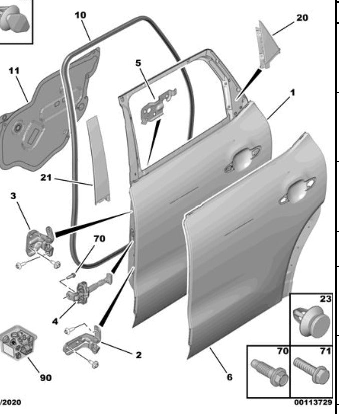 Genuine Citroen C3 Air Cross 2017-2022 Left Hand Rear Door | YQ00173980