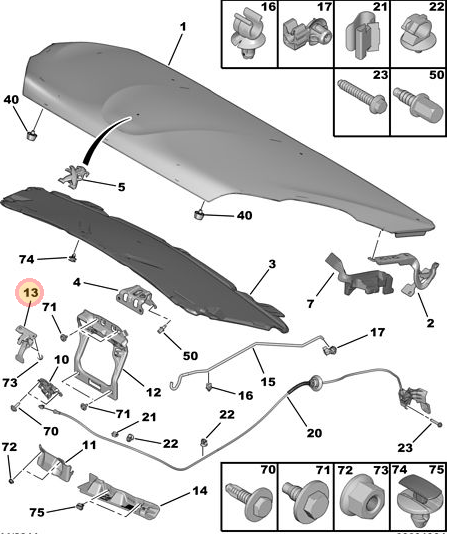 Genuine Peugeot Engine Hood Safety Hook - Peugeot 208 2008-2016 | 9673383380 | 9673383380