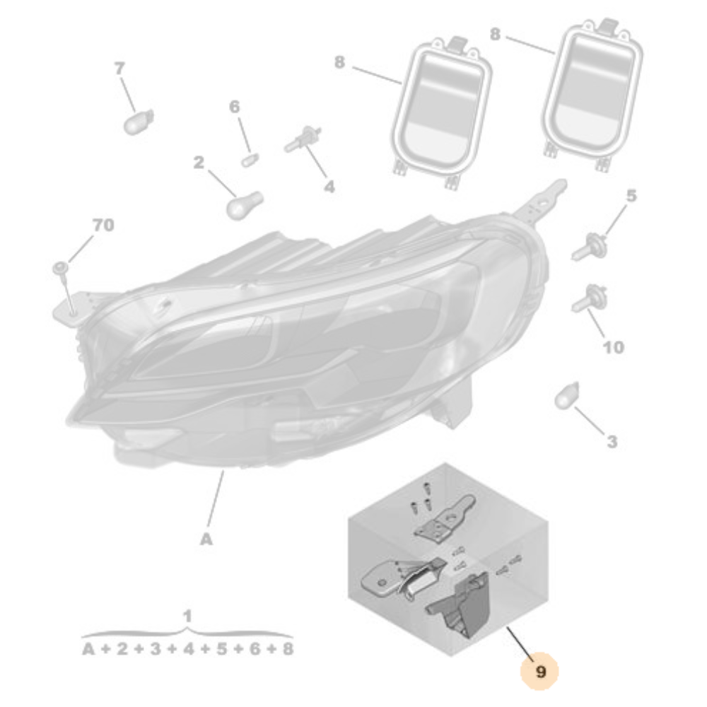 Genuine Left Headlight Repair Kit - Peugeot Expert IV | 1614312680