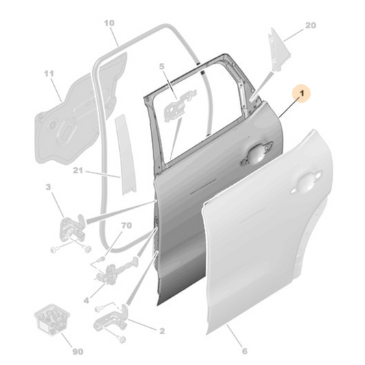 Genuine Rear Passenger Door - Citroen C3 AirCross 2017-2022 | YQ00173980