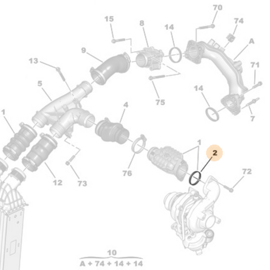 Genuine Turbo Air Hose Seal - Peugeot / Citroen Turbo Diesel 1.6 | 9671152980