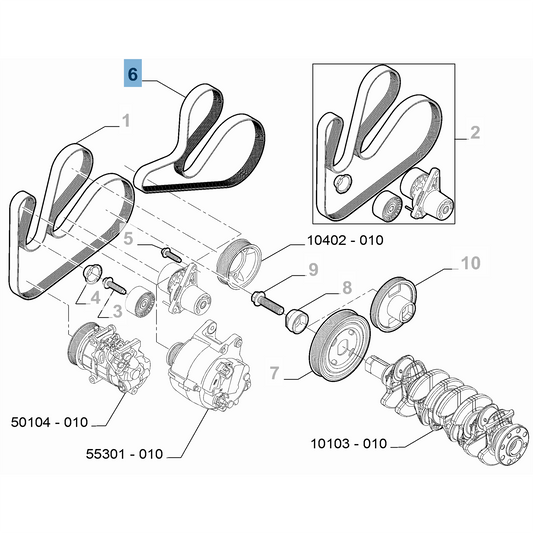 Genuine V-Ribbed Belt - Fiat Talento 2016-2021 | 6000616599