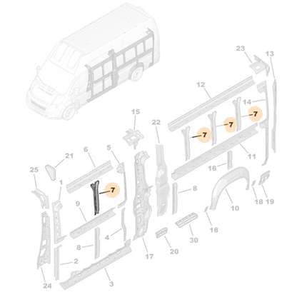 Genuine Left Side Panel Inner Frame - Peugeot Boxer III / Citroen Relay III | 1613126980