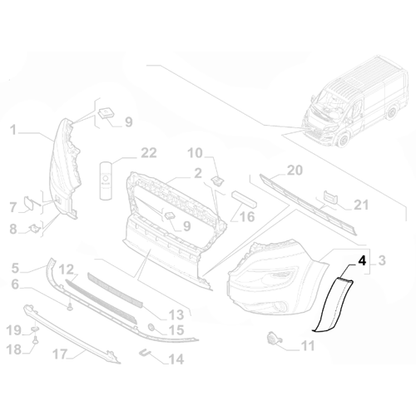 Genuine Front Left Bumper Moulding - Fiat Ducato 2014-2022 | 735589793