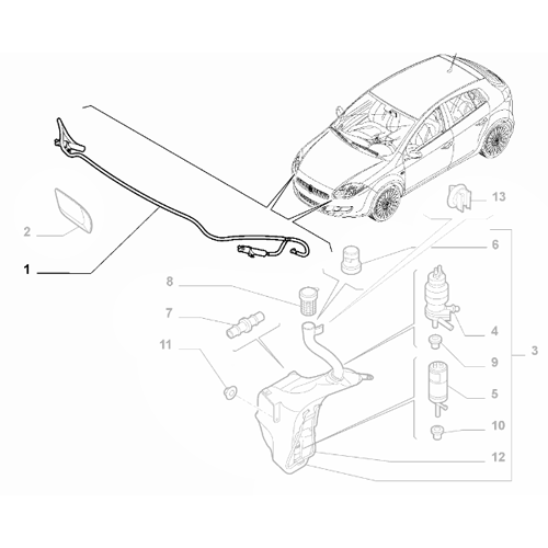 Genuine Headlamp Washer Sprinkler Hose - Fiat Bravo 200-2014 | 51798777