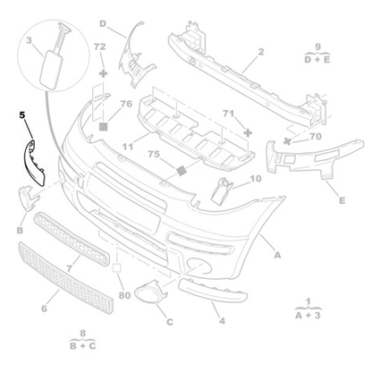 Genuine Front Right Bumper Corner - Citroen C3 Pluriel | 7452Y1