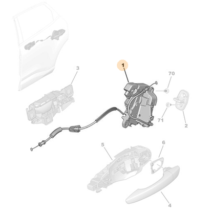 Genuine Rear Right Door Lock - Citroen C4 / C4 X | 9832797380
