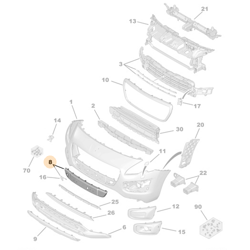 Genuine Front Bumper Centre Protector - Peugeot 3008 | 98056981XY