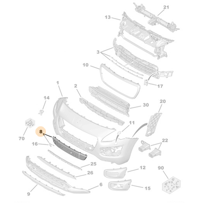 Genuine Front Bumper Centre Protector - Peugeot 3008 | 98056981XY