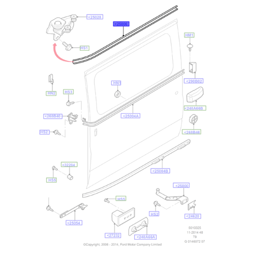 Genuine Upper Left Sliding Door Track - Ford Transit 2006-2014 | 5306641