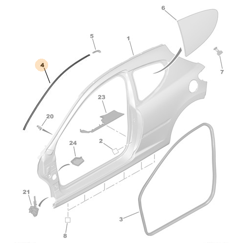 Genuine Left Side Panel Seal - Peugeot 207 | 9023XR