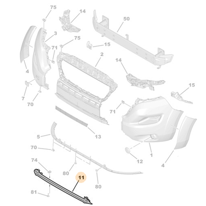 Genuine Front Bumper Grille Trim - Peugeot Boxer III 2017- | 1637294780