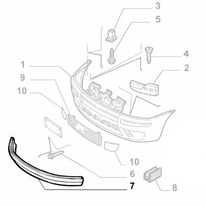 Genuine Front Bumper Lower Spoiler - Fiat Punto 1999-2010 | 735281326