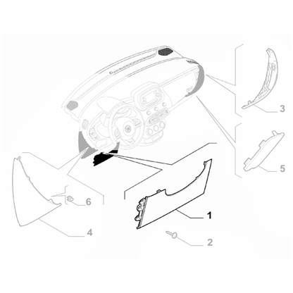 Genuine Under Steering Console Trim Lid - Fiat 500X 2018-2022 | 735615178