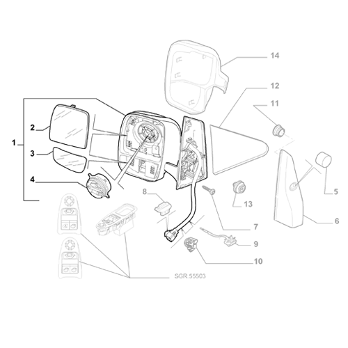 Genuine Left Rear View Mirror - Fiat Nuovo Scudo 2007-2016 | 9467185088