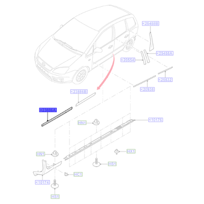 Genuine Left Door Outside Moulding - Ford Focus C-Max 2003-2010 | 1316702