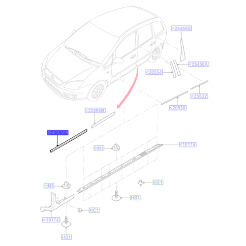 Genuine Left Door Outside Moulding - Ford Focus C-Max 2003-2010 | 1316702