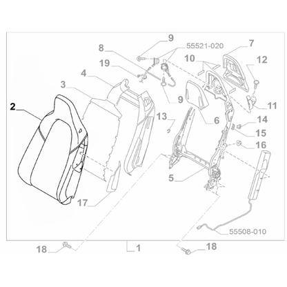 Genuine Passenger Seat Back Cover - Fiat Spider 2016-2020 | 6000621883