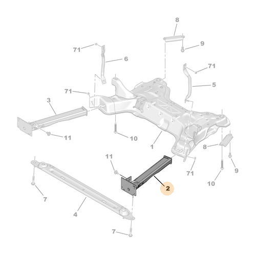 Genuine Front Body Left Subframe Extension - Citroen / Peugeot | 350876
