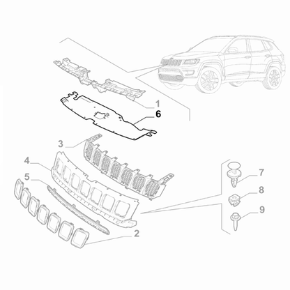 Genuine Front Radiator Grille Cover - Jeep Compass 2020- | 52231623