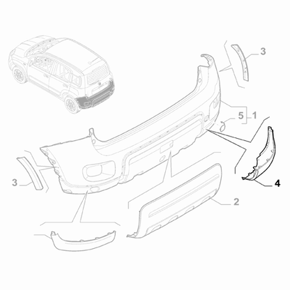Genuine Rear Right Bumper Moulding - Fiat Panda 2012-Onwards | 51881127