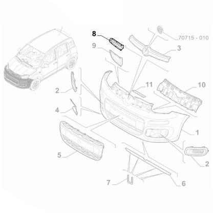 Genuine Front Bumper Cover Cap - Fiat Panda 2016-Onwards | 51880209